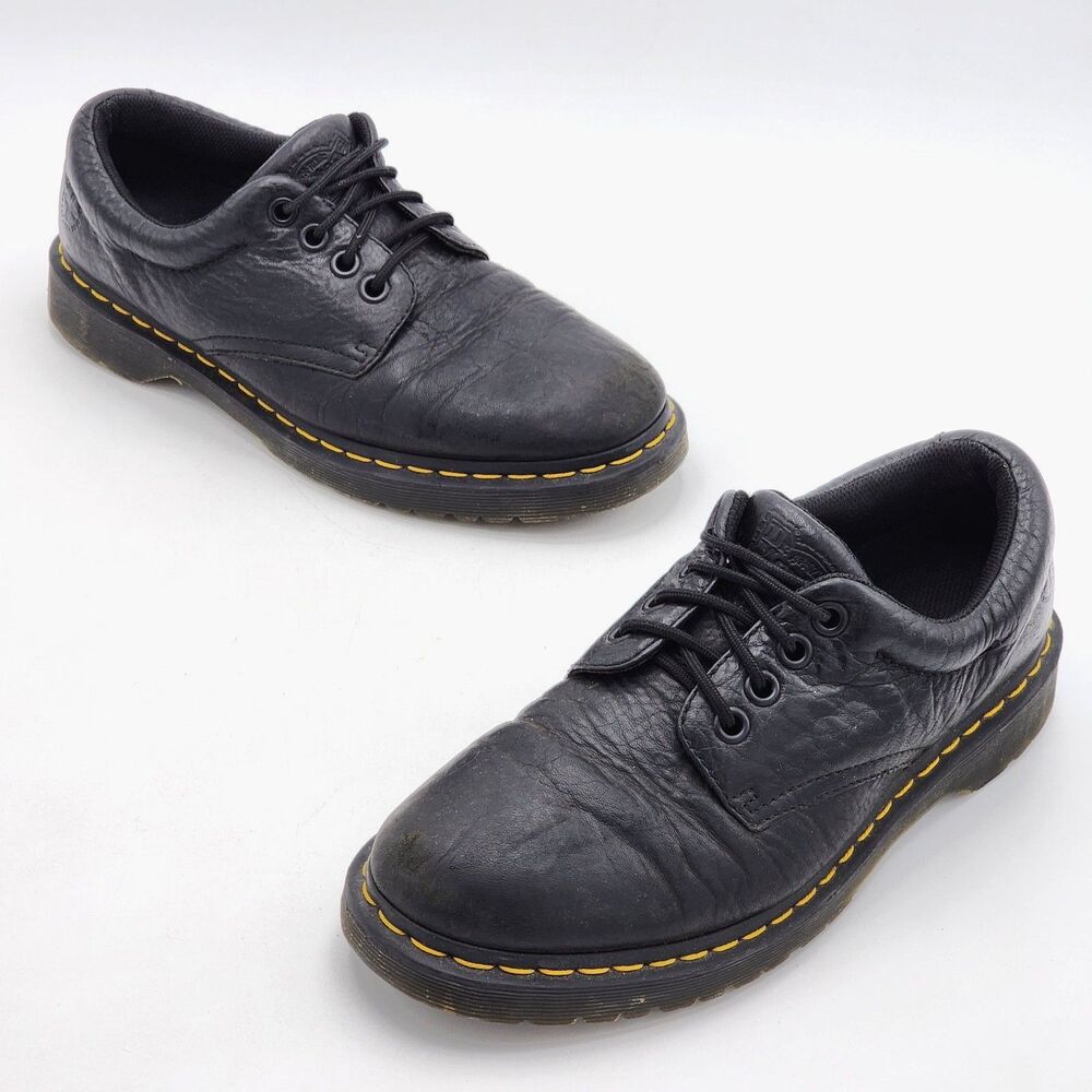 Dr. Martens Y2K Boston Leather 4-Eyed Lace Up Derby Shoes Black Men 9 Women 10